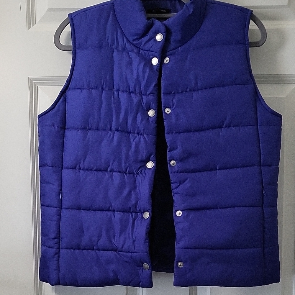 Daisy Fuentes Blue Puffer Vest With Snaps Sz M - Picture 4 of 10